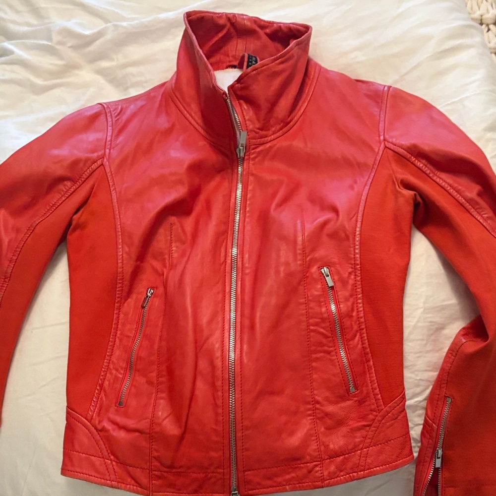 Lamarque Fiery Red Leather Jacket